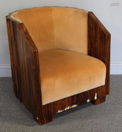 Art Deco Fluted Frame Club Chair As / Is.