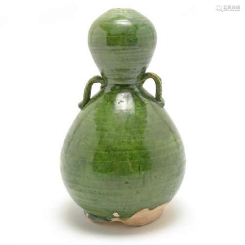 Green Glazed Handled Pottery Vase, Tang Dynasty