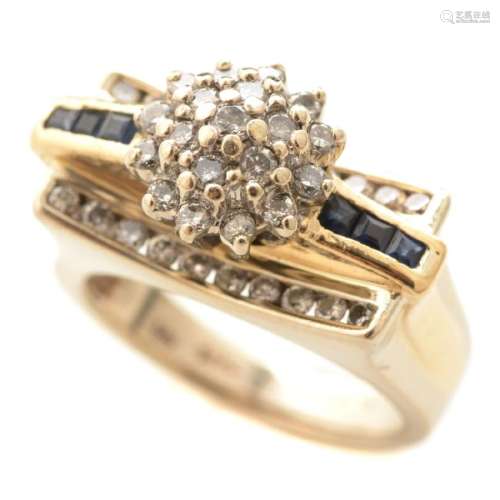 Diamond, Sapphire, 14k Gold Ring.