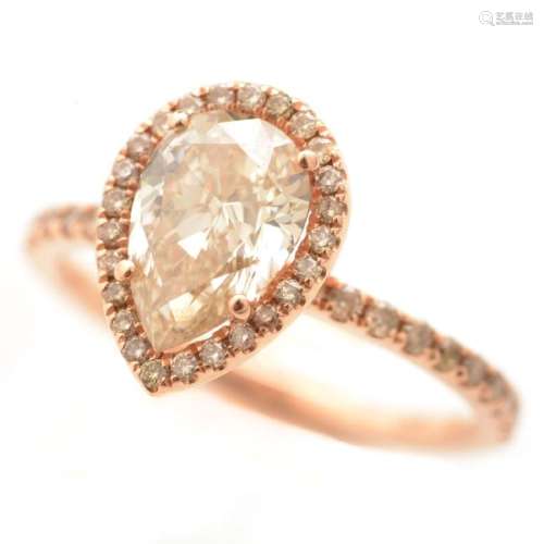 Diamond, 14k Rose Gold Ring.