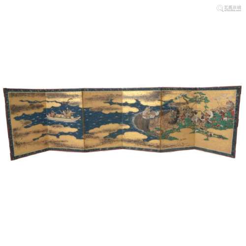 Japanese Six-Panel Folding Screen, 18th/19th Century