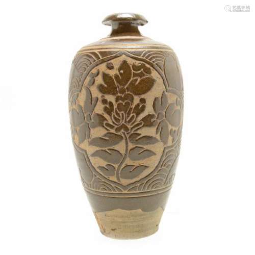 Brown Glazed and Slip-Decorated Ceramic Jar, Song