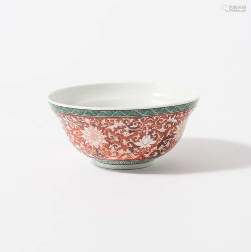 A Chinese famille verte and iron-red bowl