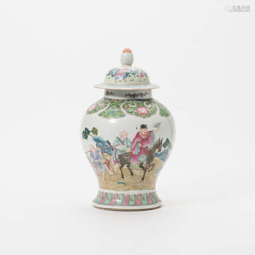 A Chinese famille rose baluster vase and cover