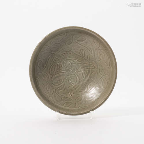 A Chinese celadon Longquan carved dish