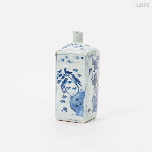 A Chinese blue and white square bottle