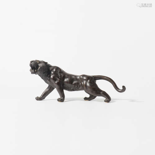 A Japanese bronze model of a tiger