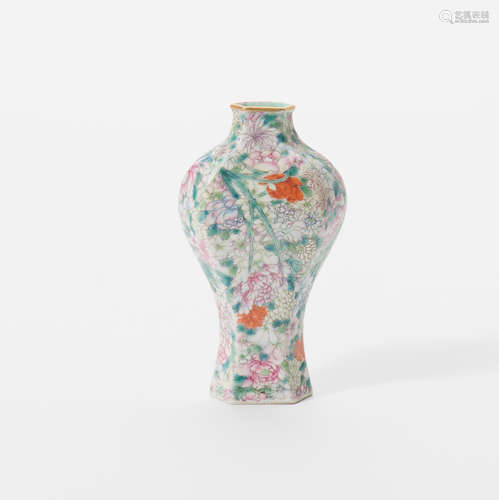 A small Chinese famille rose millefleurs vase