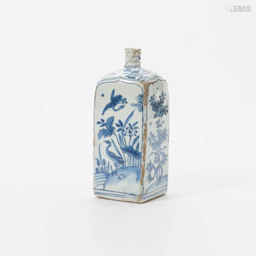 A Chinese blue and white square bottle