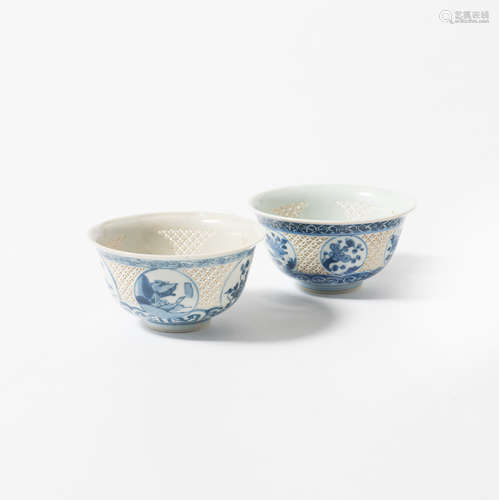 Two Chinese blue and white openworked bowls