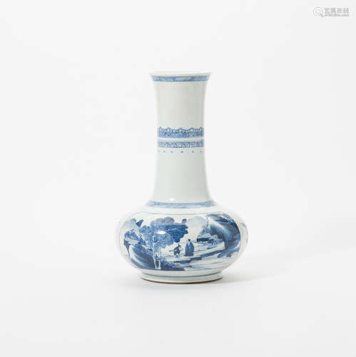 A Chinese blue and white bottle vase