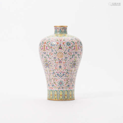 A Chinese famille rose vase, meiping