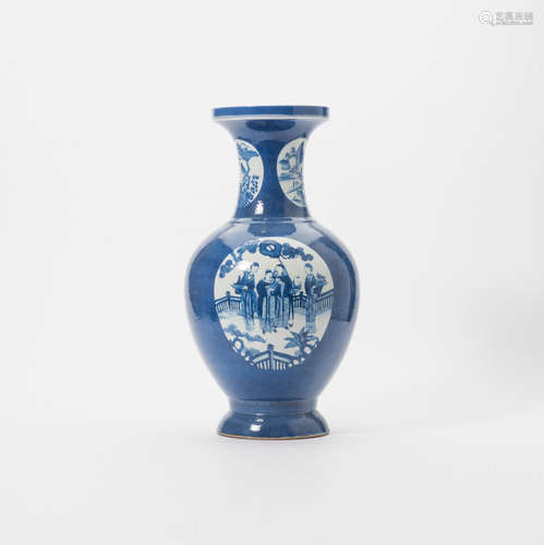 A Chinese blue and white and powder-blue baluster vase