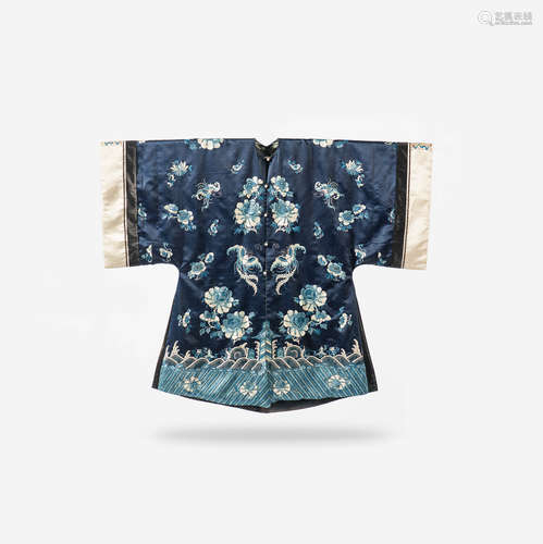 A Chinese blue silk embroidered robe for a Han woman