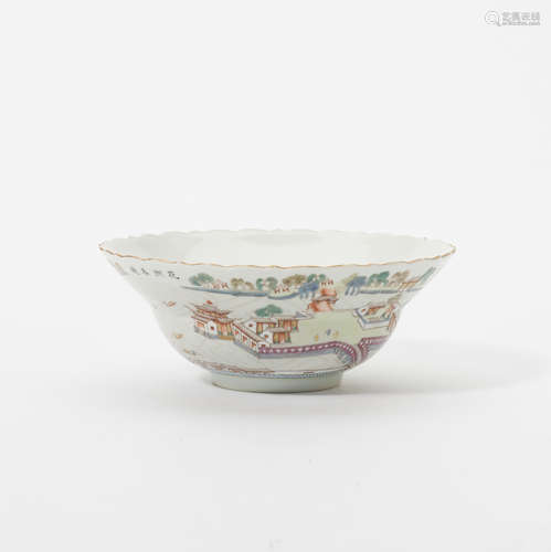 A Chinese famille rose 'Ten views on Jiangxi province' bowl