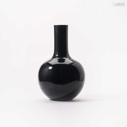 A large Chinese 'mirror black' vase, tianqiuping