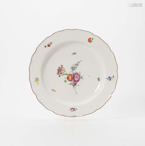 A large Loosdrecht porcelain floral dish