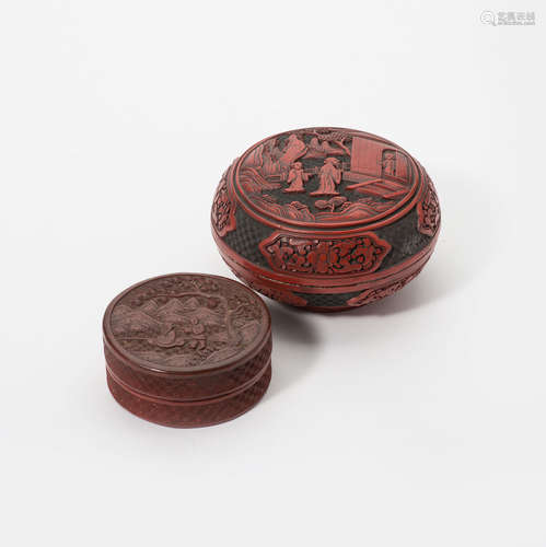 Two Chinese cinnabar lacquer boxes and covers