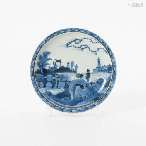 A Japanese Arita blue and white 'Van Frytom' saucer dish