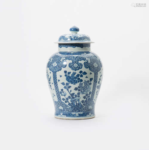 A Chinese blue and white baluster vase and cover