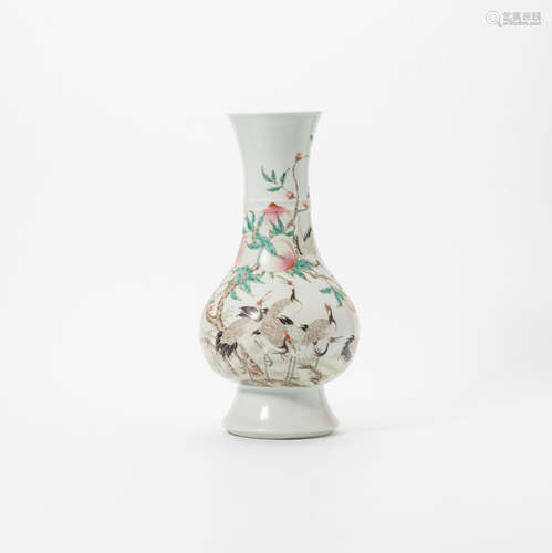 A Chinese famille rose 'peach and crane' vase