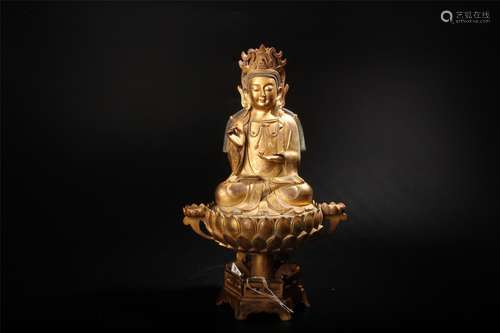 Qing D., A Gilt Bronze Guanyin