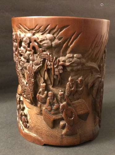 Early Qing D., A Bamboo Carved Brushpot