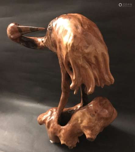 A Wood Crane Sculpture