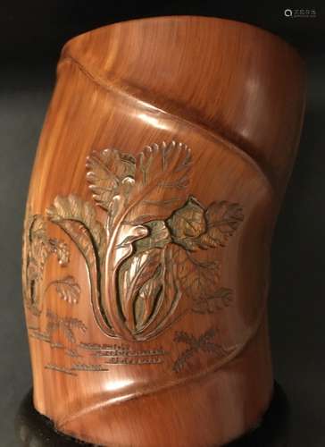 Qing D., A Bamboo Carved Brushpot