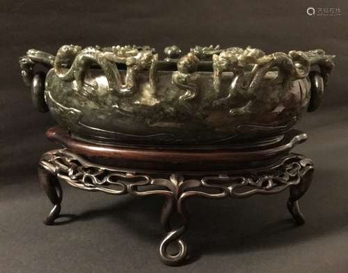 Qing D., A Large Jade Dragon Washer