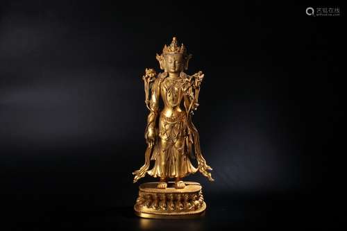 Qing D., A Gilt Bronze Buddha