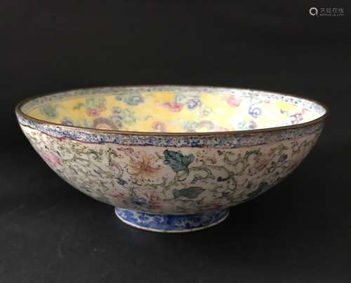 18th C., An Enamel Bronze Bowl