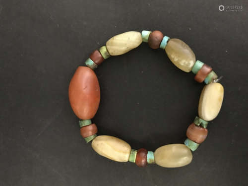 An Amber and Turquoise Bracelet