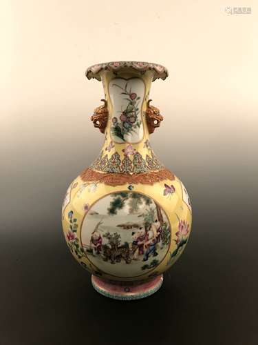 Fine Chinese Famille Rose Vase with Qianlong Mark