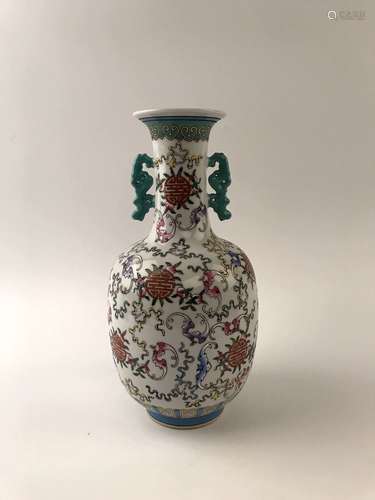 Chinese Famille Rose Vase with Yongzheng Mark