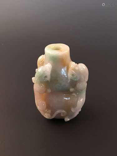 Fine Chinese Green Jadeite Dragon Bottle