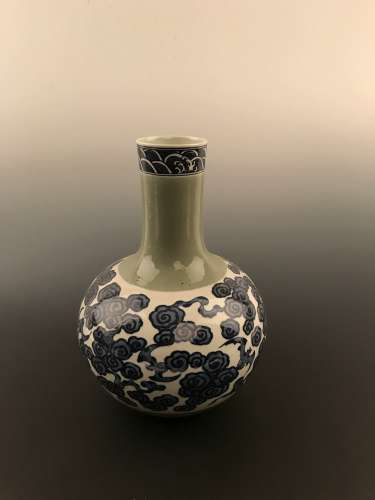 Chinese Blue and Green Vase with Yongzheng Mark