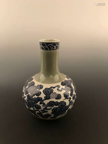 Chinese Blue and Green Vase with Yongzheng Mark
