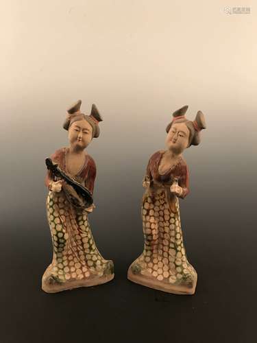 Pair of Fine Chinese Tan Style Dancing Ladies