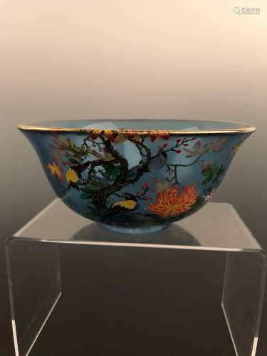 Fine Chinese Enmel Peiking Glass Bowl
