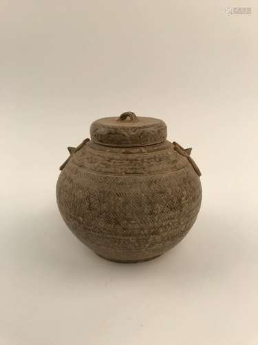 Chinese Tan Celadon Glazed Jar