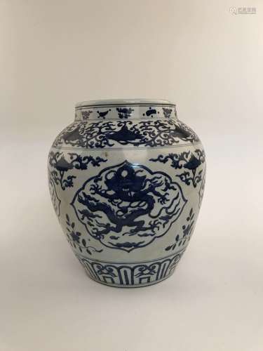 Fine Blue and White Dragon Jar