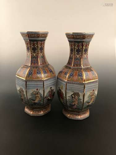 A Pair Chinese Eight Immortal Vase