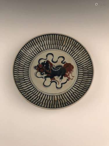 Chinese Blue and Red Plate