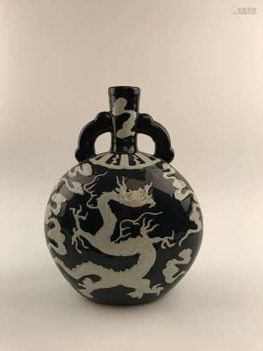 Chinese Blue and White Dragon Vase