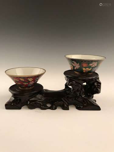 Pair of Chinese Cloisonne Tea Cups