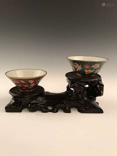 Pair of Chinese Cloisonne Tea Cups