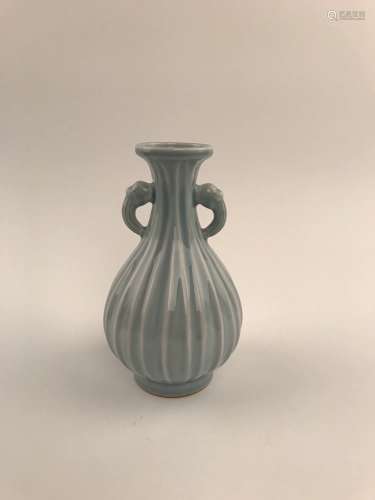 Fine Chinese Light Blue Vase With Qianlong Mark