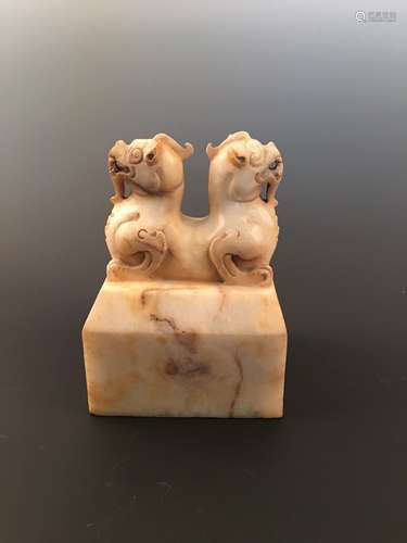 Chinese Old White Jade Seal