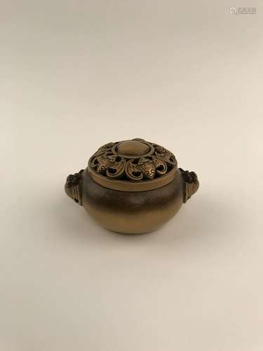 Chinese Bronze Censer with Bats